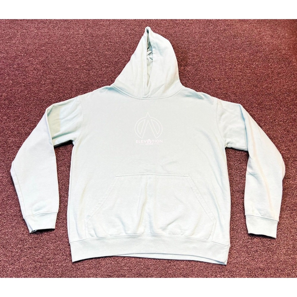 LAT Apparel Pullover Fleece Hoodie Youth Green Cotton Ribbed Elevation On Tour